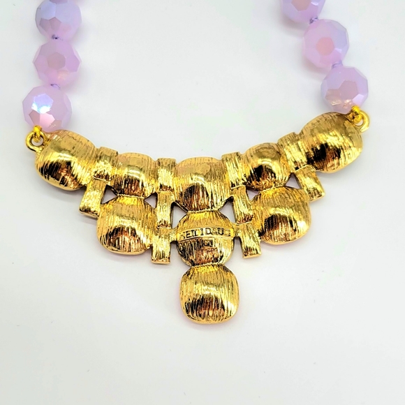 Heidi Daus Art Deco Set with Cushion Cut Swarovski Crystals and Lavender Beads - Picture 10 of 11